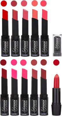 

Lady Fashion Professional Creamy Matte Rythm Lipsticks Set of 11 Lip Colors 012(Tametto Red, Hot Pink, Mauve, Peach, Red, Dark Pink, Magenta, Mauve, Pink, Maroon)