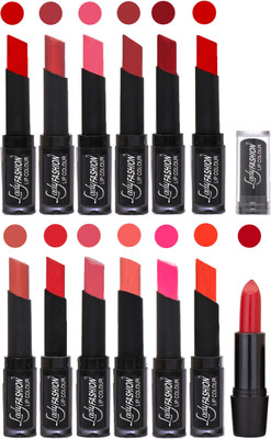 

Lady Fashion Cosmetics Combo of 13 Lipsticks Set in Wholesale Rate 002(Tametto Red, Hot Pink, Baby Pink, Redish Maroon, Nude, Orange, Mauve, Peach, Red, Dark Pink, Tametto Red, Brick Orange)