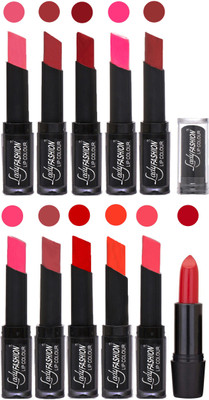 

Lady Fashion Professional Creamy Matte Rythm Lipsticks Set of 11 Lip Colors 025(Baby Pink, Redish Maroon, Red, Dark Pink, Magenta, Mauve, Tametto Red, Brick Orange, Pink, Maroon)