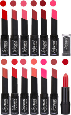 

Lady Fashion Cosmetics Combo of 13 Lipsticks Set in Wholesale Rate 001(Tametto Red, Hot Pink, Baby Pink, Redish Maroon, Nude, Orange, Mauve, Peach, Red, Dark Pink, Magenta, Mauve)