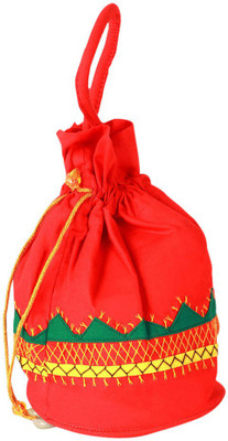 

SOIL Red Banjara Applique Pure Cotton Potli(Red)