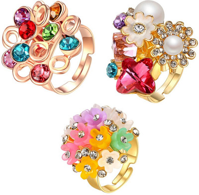 

Jewels Galaxy Luxuria Copper Crystal Gold-plated Plated Ring, Multicolor