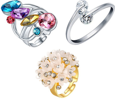 

Jewels Galaxy Luxuria Copper Cubic Zirconia Platinum Plated Ring, Multicolor