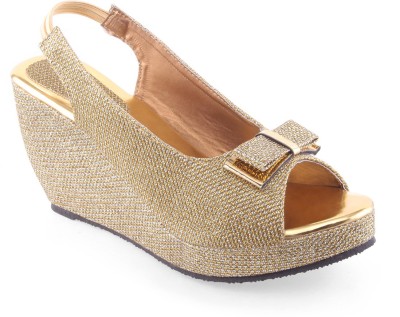 Shoe Lab Women Wedges(Gold , 7.5)