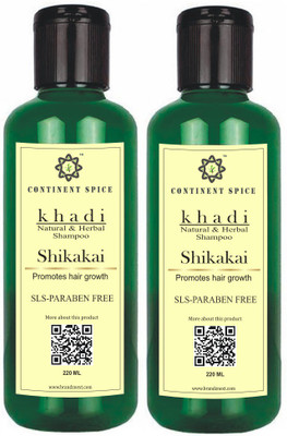 

Continent Spice KHADI NATURAL & HERBAL SHIKAKAI SHAMPOO (SLS-PARABEN FREE) CS682005 , ( PACK OF 2)(220 ml)