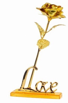 

SM 25cm big Gold Plated roses with love stand, carry bag, gift box for your love and any occation and Valentine Gift Gold Rose Artificial Flower. Decorative Showpiece - 25 cm(Gold Foil, Gold)