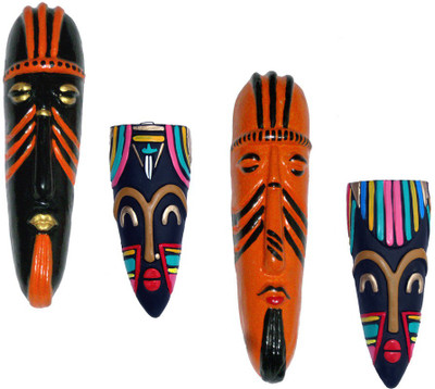 

Rasoh village hand artz hand made egyptian tribal adibasi decorative wall hanging masks Decorative Showpiece - 21 cm(Terracotta, Multicolor)