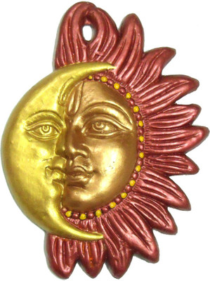 

Rasoh village hand artz terracotta sun moon eclipse decorative colorful wall hanging Decorative Showpiece - 21 cm(Terracotta, Multicolor)
