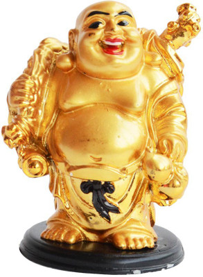 

Shubh Store Shubh Store Laughing Buddha For Wealth And Happiness Decorative Showpiece - 11 cm(Polyresin, Gold)