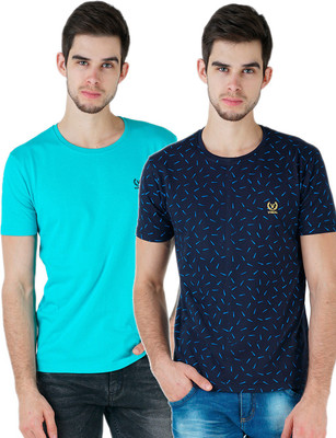 MACK JONNEY Solid Men Round Neck Multicolor T-Shirt