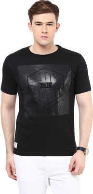 Ziera Printed Men Round Neck Black T-Shirt