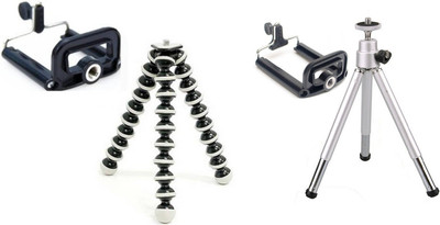 

ReTrack COMBO SET OF 2PC Adjustable Mini Octopus Mobile Phone Camera Stand Clip Bracket Holder Tripod(Silver, Black, Supports Up to 500 g)