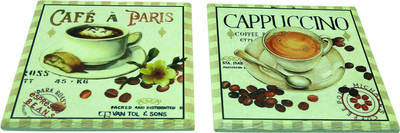 

Importwala Café a paris ceramic trivets set of 2 Matte Trivet(Pack of 2)