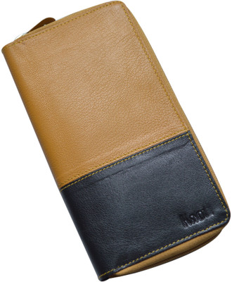 

Knott Women Casual Beige, Black Genuine Leather Wallet(8 Card Slots), Yellow/black