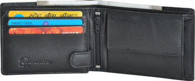 

PELLET Men Black Genuine Leather Wallet(7 Card Slots), Black_937
