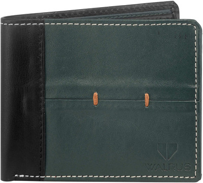 

Walrus Men Multicolor Genuine Leather Wallet(8 Card Slots), Green & black