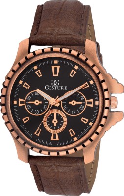 Gesture 5506-Black Brown Copper Elegant Analog Watch  - For Men   Watches  (Gesture)