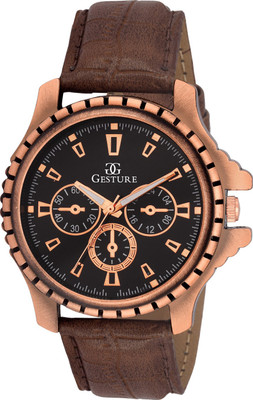 Gesture 5506-Black Brown Copper Elegant Watch - For Men