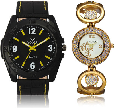 

LOREM VL17LR204 New Latest Stylish Designer Leather-Metal Belt Attractive Different Combo Watch - For Men & Women