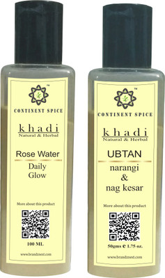 

Continent Spice KHADI NATURAL & HERBAL NARANGI & SHAHI KESAR UPTAN 50 GM WITH ROSE WATER 100 ML -CS682005(Set of 2)