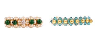 

AccessHer Pack of 2 Party wear Studden golden Hair accessories barrettes Back Pin(Multicolor)