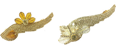 

AccessHer Pack of 2 Party wear Studden golden Hair accessories barrettes Back Pin(Multicolor)
