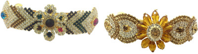 

AccessHer Pack of 2 Party wear Studden golden Hair accessories barrettes Back Pin(Multicolor)