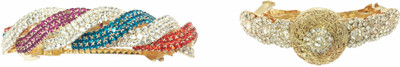 

AccessHer Pack of 2 Party wear Studden golden Hair accessories barrettes Back Pin(Multicolor)