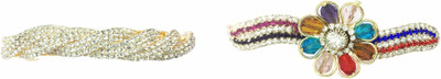 

AccessHer Pack of 2 Party wear Studden golden Hair accessories barrettes Back Pin(Multicolor)