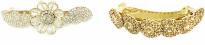 

AccessHer Pack of 2 Party wear Studden golden Hair accessories barrettes Back Pin(Multicolor)