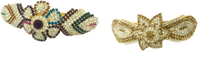 

AccessHer Pack of 2 Party wear Studden golden Hair accessories barrettes Back Pin(Multicolor)