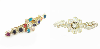 

AccessHer Pack of 2 Party wear Studden golden Hair accessories barrettes Back Pin(Multicolor)