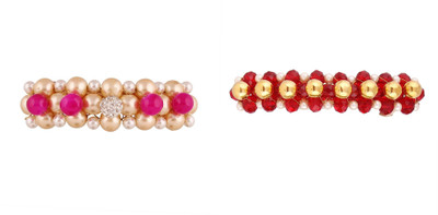 

AccessHer Pack of 2 Party wear Studden golden Hair accessories barrettes Back Pin(Multicolor)