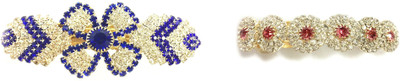 

AccessHer Pack of 2 Party wear Studden golden Hair accessories barrettes Back Pin(Multicolor)