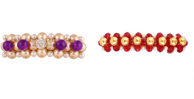 

AccessHer Pack of 2 Party wear Studden golden Hair accessories barrettes Back Pin(Multicolor)