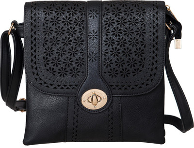 

peaubella Women Casual Black Leatherette Sling Bag