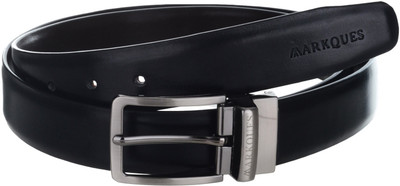 MARKQUES Men Formal Black Artificial Leather Reversible Belt, Black-01