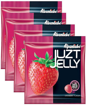 

Alpenliebe Juzt Jelly, 50 pieces pouch (185g Each) Strawberry Flavor Jelly Candy(Pack of 4)