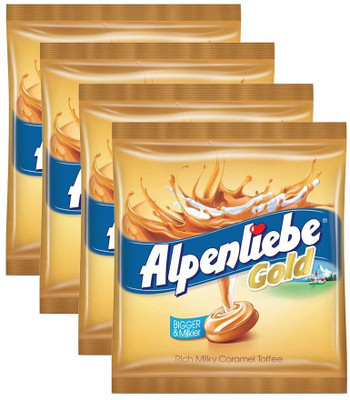 

Alpenliebe Gold Candy, 46 pieces pouch, Set of 4 pouches (156.4g Each) Rich Milky Caramel Toffee(Pack of 4)