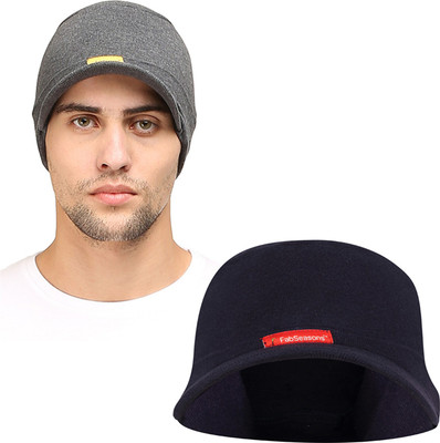 FabSeasons Solid Skull Cap Cap(Pack of 2)