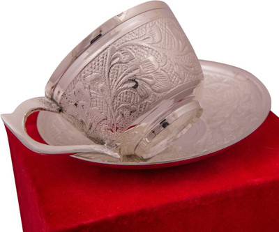 Adiidev Adiidev brass tea cup plate sets with silver serving spoons Pack of 2 Dinner Set(Brass) available at flipkart for Rs.748