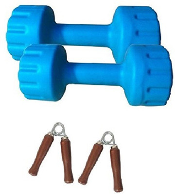 

Aurion PVC DUMBBELL 8 KG (4 KG X 2) combo offer with hand grip (Blue) Adjustable Dumbbell(5 kg)