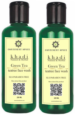 

Continent Spice KHADI NATURAL & HERBAL GREEN TEA & TEA-TREE Face Wash(220 ml)