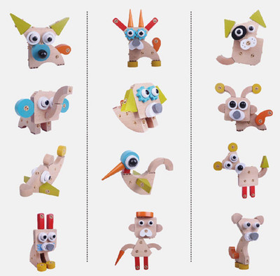 

Emob 36 Pcs Wooden Cute Pet Animal Construction Pieces Educational learning toy for kids(Multicolor)