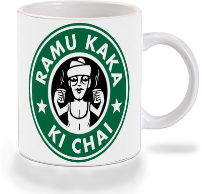 

Mooch Wale Ramu Kaka Ki Chai Ceramic Mug(325 ml), Multicolor