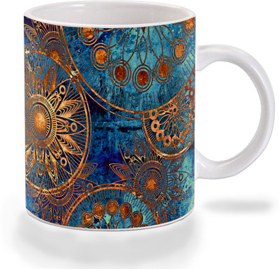 

Mooch Wale Vintage Pattern Ceramic Mug(325 ml), Multicolor