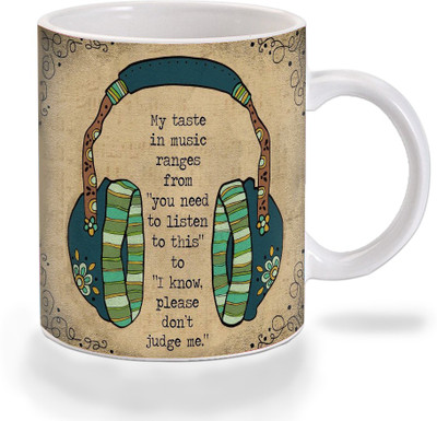 Mooch Wale My Taste In Music Ceramic Mug(325 ml), Multicolor