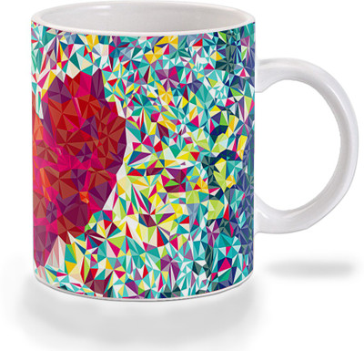 

Mooch Wale Geometric Love Heart Pattern Ceramic Mug(325 ml), Multicolor