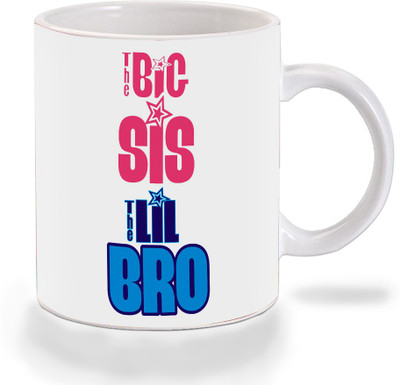 

Mooch Wale The Big Sis The Lil Bro Ceramic Mug(325 ml), Multicolor