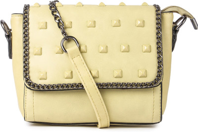 

Machli Women Casual Yellow PU Sling Bag